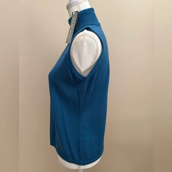 NWT Kate Hill Merino Wool Sleeveless Turtleneck - Picture 4 of 6